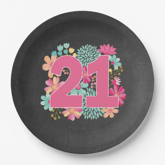 第21第21誕生日の記念パーティー ペーパープレート (正面)
