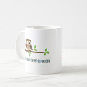 第21結婚記念日のフクロウ コーヒーマグカップ (正面左)