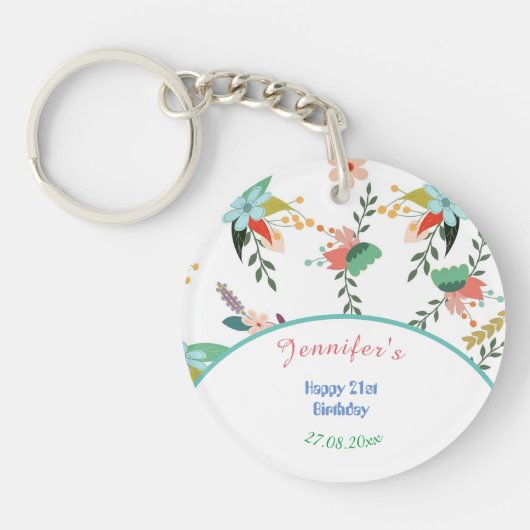 第21花カラフルハッピーバースデー キーホルダー (正面)