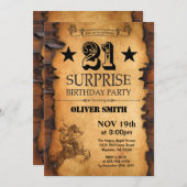 第21西部の誕生日の招待状を驚かして下さい 招待状 (正面/裏面)
