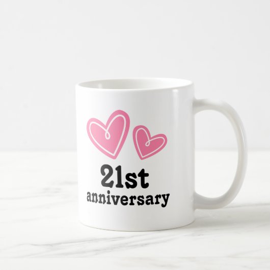 第21記念日のギフトのハート コーヒーマグカップ (右)