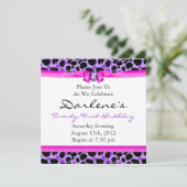 第21誕生会のヒョウのファンキーな花型女性歌手の紫色 招待状 (スタンド正面)