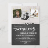 第21誕生会の黒板の写真を驚かして下さい 招待状 (正面)