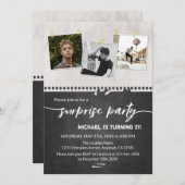 第21誕生会の黒板の写真を驚かして下さい 招待状 (正面/裏面)