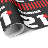 第21誕生日のコレクションの赤い黒のストライプA01 ラッピングペーパー (ロールコーナー)