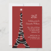 第21誕生日の光っているエッフェル塔の招待状 招待状 (正面)