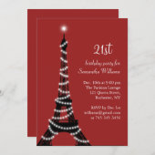 第21誕生日の光っているエッフェル塔の招待状 招待状 (正面/裏面)