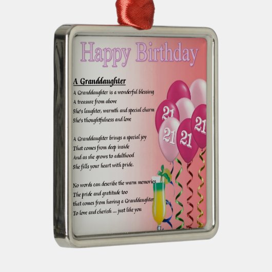 第21誕生日の孫娘の詩 メタルオーナメント (右)
