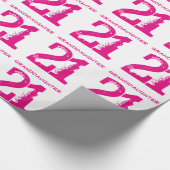 第21誕生日の孫娘、白のピンクの文字 ラッピングペーパー (角)