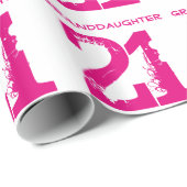 第21誕生日の孫娘、白のピンクの文字 ラッピングペーパー (ロールコーナー)