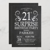 第21誕生日の招待状の黒板を驚かして下さい 招待状 (正面/裏面)