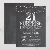 第21誕生日の招待状の黒板を驚かして下さい 招待状 (正面/裏面)