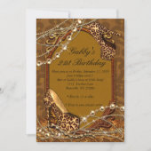 第21誕生日の招待状、ヒョウのプリントの招待 招待状 (正面)