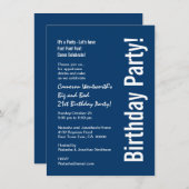 第21誕生日の濃紺の白い予算V101C 招待状 (正面/裏面)