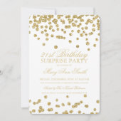 第21誕生日の金ゴールドのグリッターの紙吹雪を驚かして下さい 招待状 (正面)