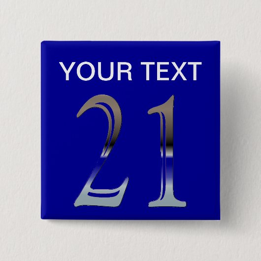 第21誕生日の銀製の第21 缶バッジ (正面)