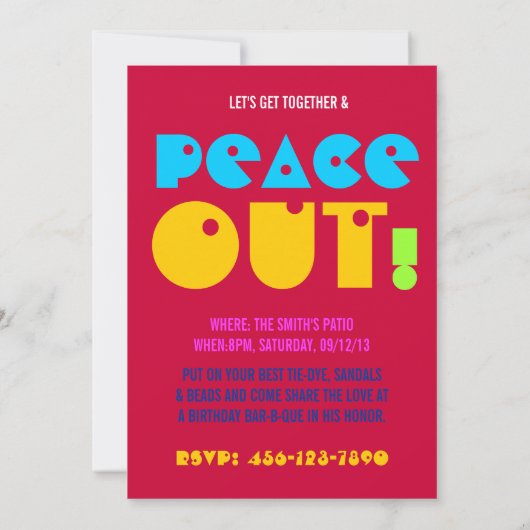 第21誕生日は平和パーティの招待状を冷やします 招待状 (裏面)