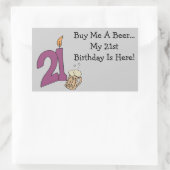 第21誕生日ビール(カスタマイズ可能な) 長方形シール (バッグ)