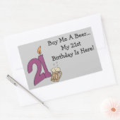 第21誕生日ビール(カスタマイズ可能な) 長方形シール (封筒)