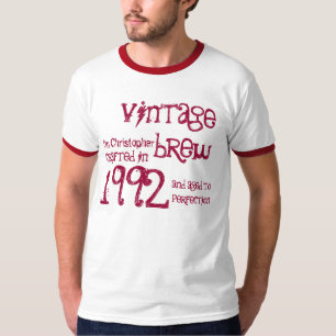 第21誕生日プレゼントの彼の1992年のヴィンテージの醸造物の名前 Tシャツ