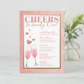 第21誕生日|ピンクのシャンペン 招待状 (スタンド正面)