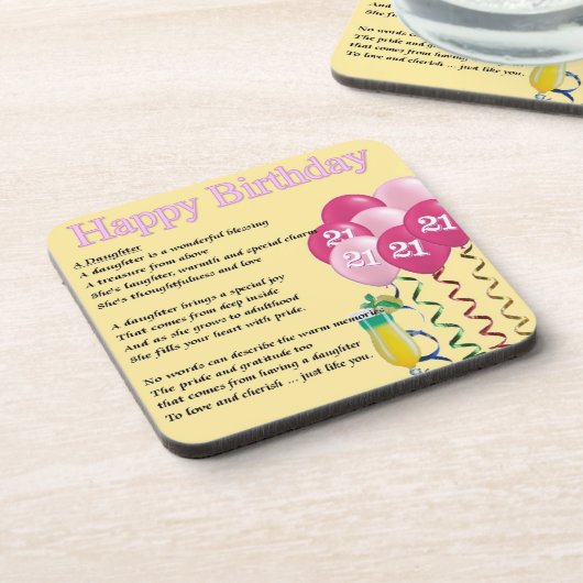 第21誕生日-娘の詩のコースター コースター (左側)