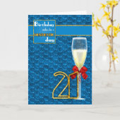 第21誕生日-幾何学的なバースデー・カードシャンペン カード (黄色い花)