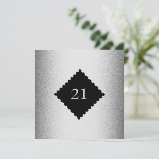 第21金属の銀製フレームの特別な誕生日のイベント 招待状 (スタンド正面)