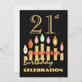 第21驚きの誕生会の金ゴールドの蝋燭の招待 招待状 (正面)