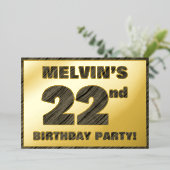 第22回バースデーパーティはっきりしたーフェイク、木目文字 箔招待状 (立ち正面)