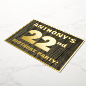 第22回バースデーパーティはっきりしたーフェイク:, Wood Grain Pattern 箔招待状 (回転した状態)