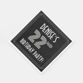 第22回バースデーパーティー:アールデコスタイル+名前をカスタムする スタンダードランチョンナプキン (角)