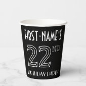 第22回バースデーパーティー:アールデコスタイル+名前をカスタムする 紙コップ (裏面)