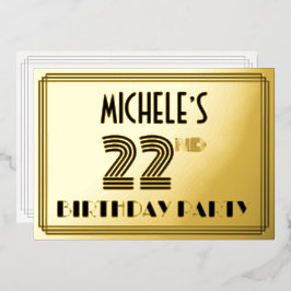 第22回バースデーパーティー – アールデコスタイル「22」 & Name 箔招待状