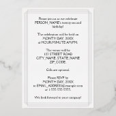 第22回バースデーパーティー – エレガント脚本+名前をカスタムする 箔招待状 (裏面)