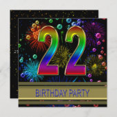 第22回誕生日パーティー招待（バブル付き） 招待状 (正面/裏面)