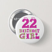 第22誕生日の女の子ボタンのバッジ 缶バッジ (正面&裏面)