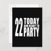 第22誕生日パーティー: 22今日とパーティー準備 インビテーションポストカード (正面/裏面)