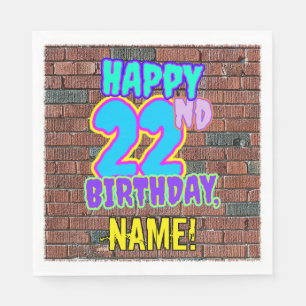 第22誕生日~おもしろい、落書きインスパイアルック スタンダードランチョンナプキン