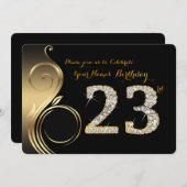 第23の誕生日の招待状、数ダイヤモンド、写真 招待状 (正面/裏面)