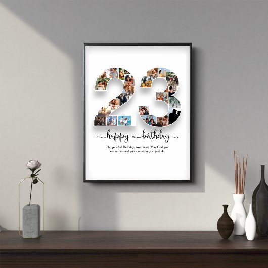 第23パーソナライズされた誕生日フォトコラージポスター ポスター