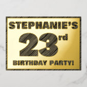 第23回バースデーパーティはっきりした— Wood Grainフェイク文字 箔招待状 (正面)