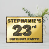 第23回バースデーパーティはっきりした— Wood Grainフェイク文字 箔招待状 (立ち正面)