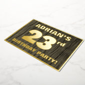 第23回誕生日パーティはっきりしたーフェイク:, Wood Grain Pattern 箔招待状 (回転した状態)