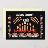 第23回誕生日パーティーの招待-金ゴールドキャンドル 招待状 (正面/裏面)