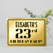第23回誕生日パーティー:アールデコの外観"23"と名前 箔招待状 (立ち正面)