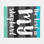 第23期詩篇ブラック（白い手書き文字） フリースブランケット (正面(横))