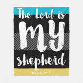 第23期詩篇ブラック（白い手書き文字） フリースブランケット (正面)