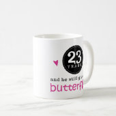 第23結婚記念日の蝶のためのギフト コーヒーマグカップ (正面右)