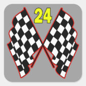 第24およびチェック模様の旗 スクエアシール (正面)